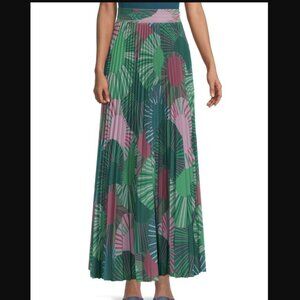 BA&SH JUPE PLEATED MAXI SKIRT/ SIZE: SMALL / COLOR: GREEN MULTI